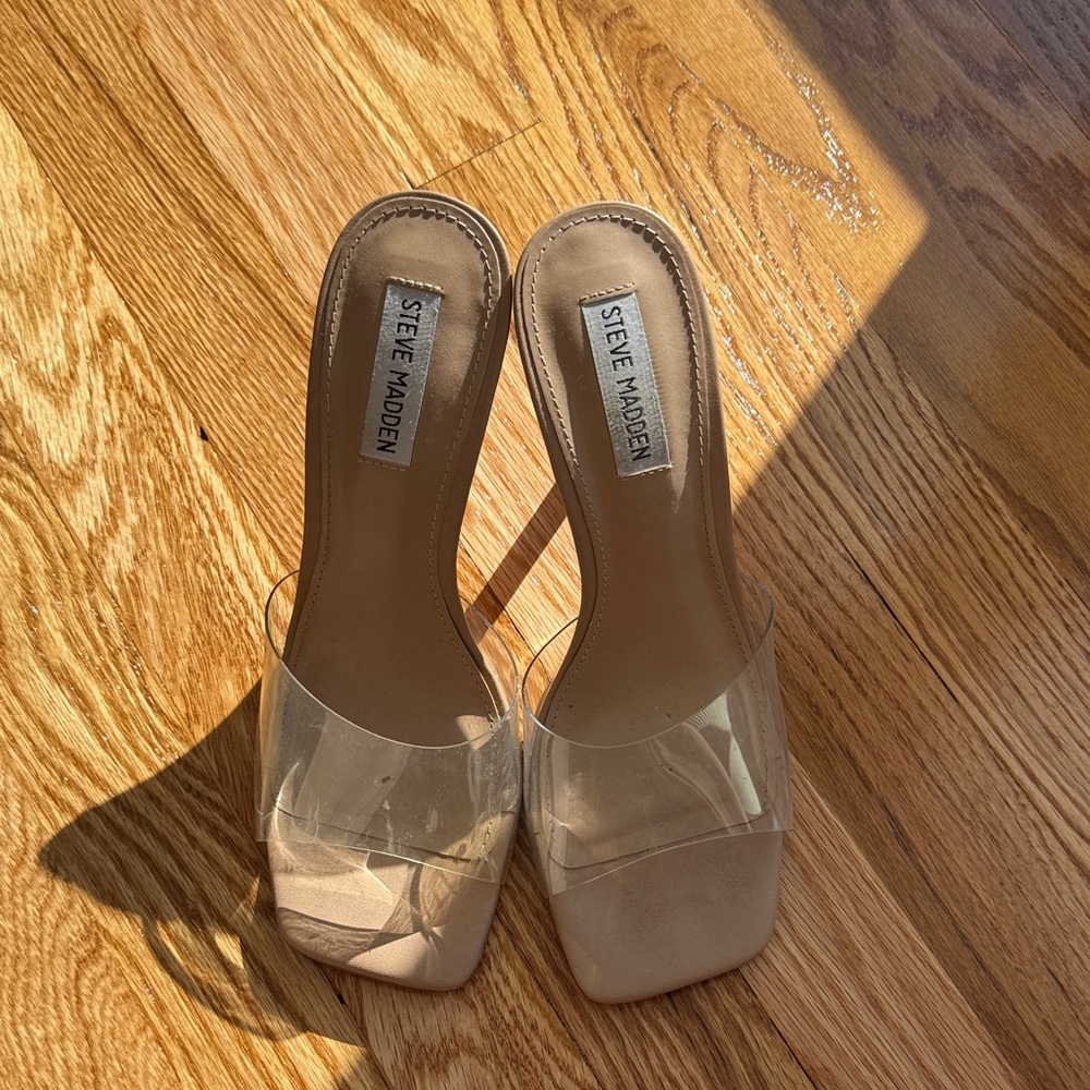 Steve Madden Clear and Tan Heels